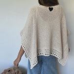 Solid Batwing Sleeve Hollow Out Crochet Pattern Top Casual Cover Up