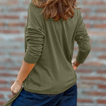 Women's Crewneck Long Sleeve Loose Fit Top Side Buckle Ruched Draped Tie Detail Casual Tee