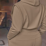 2 Pieces Outfit Long Sleeve Crop Drawstring Hoodie Sweatshirt with Thumb Hole Cuffs and Casual Drawstring Elastic Waist Wide Leg Sweatpants Set
