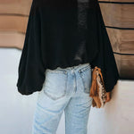 Women's French Style Off Shoulder Blouse Elegant Lantern Sleeve Top Versatile Skew Neck Textured Shirt