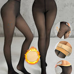 Women's Fleece Lined Tights Fake Translucent Warm Pantyhose High Waist Elastic Thermal Winter Stockings