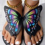 Colorblock Butterfly Print Toe Post Slippers