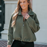 Stand Collar Zipper Design Casual Sweatshirt