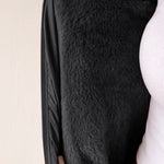 Zipper Pocket Design Shirred Fuzzy Trim Fleece Lined Hooded Puffer Jacket