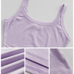 Scoop Neck Spaghetti Strap Ribbed Top Casual Sleeveless Slim Fit Tank
