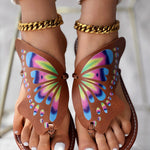 Colorblock Butterfly Print Toe Post Slippers