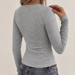 Women's Rhinestone Faux Two-Piece Long Sleeve Wrap Top with Side Tie