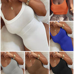 U-Neck Sleeveless Tank Top Bodysuits Slim Fit Ribbed Bodysuits