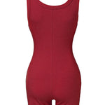 Ribbed U-Neck Yoga Romper Workout One Piece Seamless Tank Top Jumpsuit