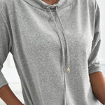 Stand Collar Drawstring Three Quarters Sleeve Casual Sweatshirt Dress