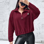 Stand Collar Zipper Design Casual Sweatshirt
