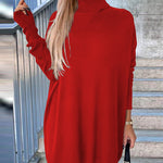 High Neck Long Sleeve Knit Sweater Dress