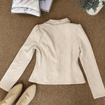 Women's Shawl Collar Crop Jacket Argyle Cable Knit Textured Slim Fit Short Blazer Elegant Single Breasted Work Outwear