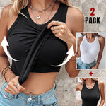 ChicMe Built-in Bra 2 Piece Athletic Tank Tops for Women Ribbed Tank Top