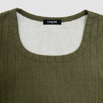 U-Neck Long Sleeve Ribbed Tops Fleece Lined Basic Layering Soft Thermal Tee (No Padding)