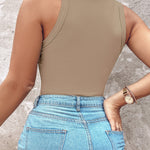 Plus Size Ribbed Round Neck Sleeveless Slim Fit Tank Basic Casual Top