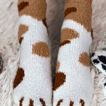 1Pair Fluffy Cozy Animal Stripe Fuzzy Socks
