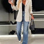 Women's Casual Knit Blazer Argyle Cable Jacquard Contrast Side Striped Coat Loose Fit Single Breasted Blazer