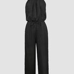 Womens Spaghetti Strap Drawstring Tied Waist Jumpsuit Casual Overalls