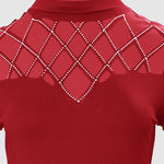 Rhinestone Hollow Out Cold Shoulder Long Sleeve Top Casual Tee