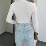 Women's Mock Neck Lace Patchwork Long Sleeve Ribbed Knit Top with Thumb Holes