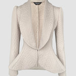 Shawl Collar Long Sleeve Cinched Waist Open Front Jacket Casual Flared Hem Cable Textured Jacquard Coat