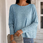 Women's Long Sleeve Knit Top Backless Twist Lace Panel Casual Tee