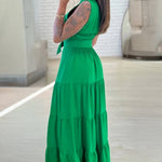 Turn-down Collar Sleeveless Button Front Dress Casual Belted Slit Ruched Maxi Dress