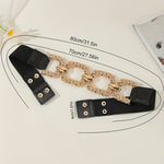 Chain Decor Buttoned Waist Belt Fashion Elastic Stretch Dress Belt Waistband