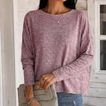 Women's Long Sleeve Knit Top Backless Twist Lace Panel Casual Tee