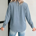 Women's Two-Way Reversible Corduroy Plaid Shacket Button Down Long Sleeve Shirt Jacket