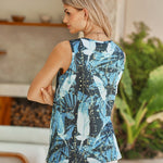Nadorine Floral Print Sleeveless T Shirts Loose Fit Summer Tunic Blouse