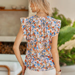 Nadorine Women's Casual Print Ruffle Sleeve Summer Tops
