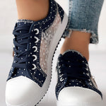 Floral Pattern Embroidery Dot Print Sneakers