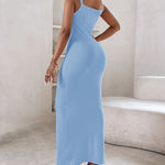 Spaghetti Strap U-Neck Casual Maxi Dress Slim Fit Cami Vacation Dress