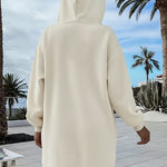 Long Sleeve Kangaroo Pocket Design Zipper Side Pullover Sweatshirt Casual Faux Two Piece Side Slit Longline Drawstring Hoodie Top