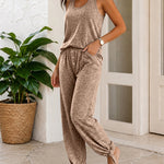 Women's 2 Piece Set U-Neck Tank Top and Straight Leg Pants Casual Loungewear