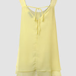 U-Neck Thick Strap Tank Contrast Lace Tied Detail Top