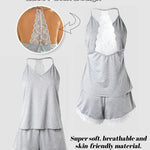 Crochet Lace Trim Backless Cami Top And Shorts Set Pajams Set Sleepwear
