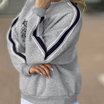 Women's Leopard Flocking Graphic Sweatshirt Crewneck Long Sleeve Pullover Casual Contrast Stripe Top