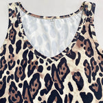 2 Piece Contrast Sequin Heart Pattern V-Neck Sweatshirt Leopard Print Sleeveless Tank Dress Set