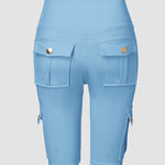 Tummy Control Butt Lifting Active Shorts High Waist Flap Pocket Workout Bermuda Cargo Running Shorts
