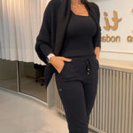 Lapel Batwing Sleeve Casual Cardigan Open Front Sweater (ONLY)