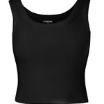 Scoop Neck Sleeveless Ribbed Tank Top Cami Tee Shirts