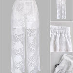 2 Pieces Outfit Jacquard Floral Turn-down Collar Button Front Pockets Design Top and Casual Elastic Back Waist Pants Set With Lining