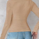 ChicMe Built-in Bra U-Neck Long Sleeve Ribbed Top