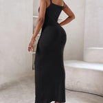 Spaghetti Strap U-Neck Casual Maxi Dress Slim Fit Cami Vacation Dress