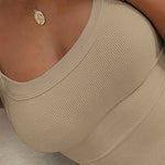 U-Neck Sleeveless Tank Top Bodysuits Slim Fit Ribbed Bodysuits