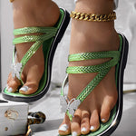 Butterfly Pattern Rhinestone Toe Post Flip Flops