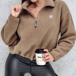 Stand Collar Zipper Design Casual Sweatshirt